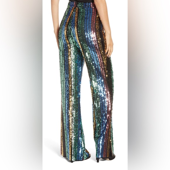 Mumu Leigh High Waisted Striped Sequin Pants New Size Medium - Picture 4 of 8